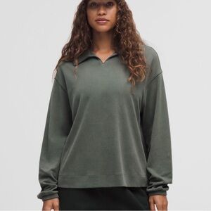 NWT Lululemon Softstreme Pique Oversized LS Polo — Palm Deco — Size L